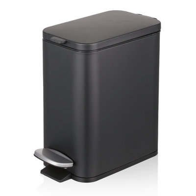 1.3 Gallon Trash Can with Step Pedal, Easy-Close Lid & Removable Liner, Narrow Garbage Container Bin