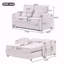 Canapé-lit convertible 61,6 po en chenille convertible moderne avec dossier réglable, 2 coussins, porte-gobelets, ports USB pour le salon, appartement, gris-blanc
