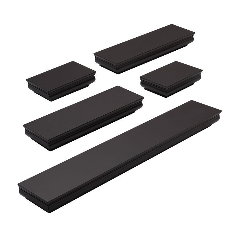 Melannco 5 Pieces Floating Molding Shelves for Bedroom, Living Room, Bathroom, Kitchen, Nursery, Espresso