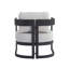 Ensemble de conversation extérieure côtière moderne pour 5 personnes avec tables basses en bois d'acacia et cadre en aluminium Hoerner