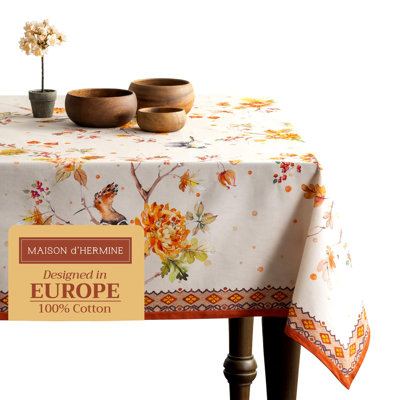 Maison d' Hermine Table Cloth Rectangle Table 100% Cotton 70 x 120 Inches Fall Tablecloth Reusable Everyday Use for Thanksgiving Christmas Decorations Dining Farmhouse Party (Kelim - Prairie)