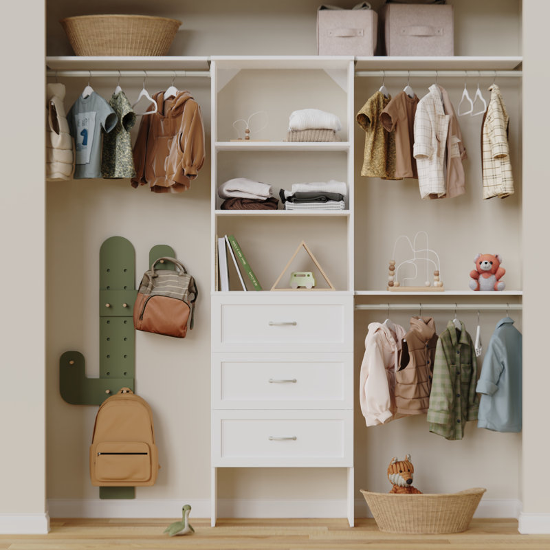 SuiteSymphony 84" W - 120" W Closet System with Drawers, Pure White
