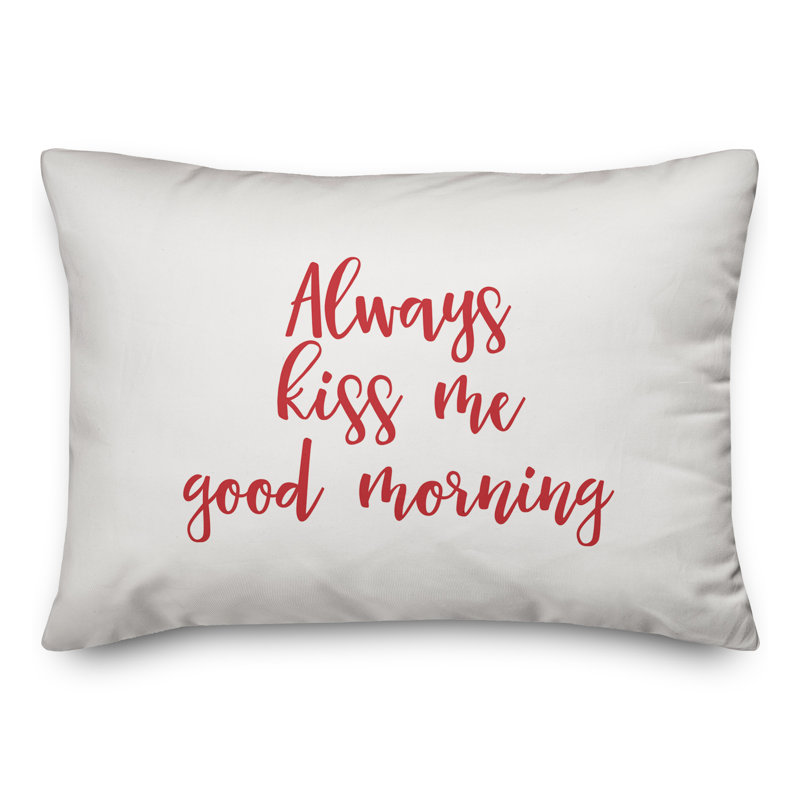  Coussin décoratif "Always Kiss Me Good Morning", Rouge / Blanc
