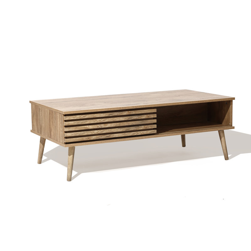 Kristepher 46.9'' W Mid-Century Modern Coffee Table with Sliding Door