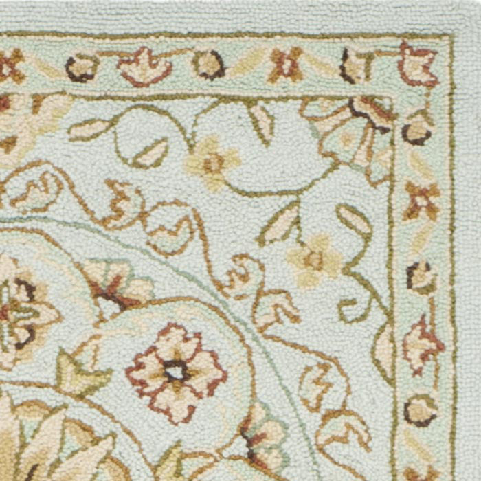 Tapis bleu sarcelle / vert en laine bouclé / crocheté à la main Hollander