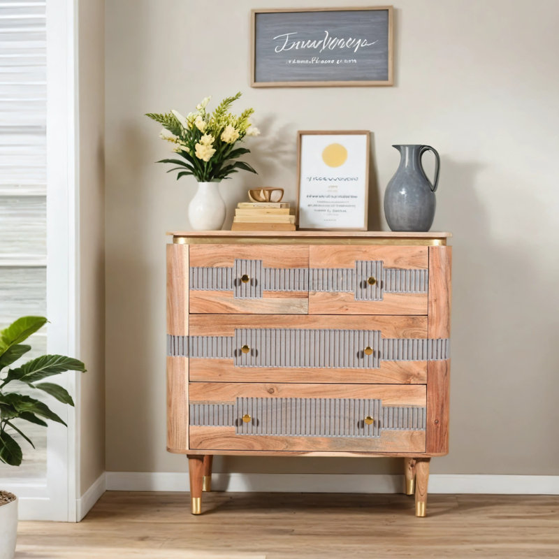 Keiper Solid Wood 90cm W 5 - Drawer Chest of Drawers