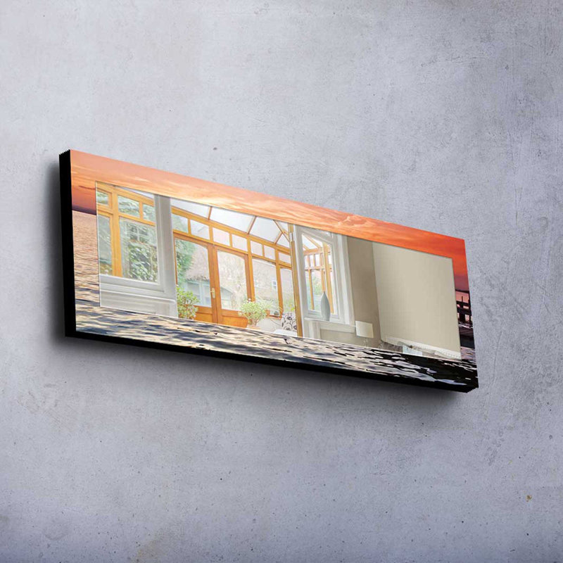 Elegant Decorative Mirror with 100% Pine Wood Frame, 15.7 x 47.2 inches | Real Glass Mirror (Thickness: 0.2 inches) | Stylish Fabric Painting | Ideal for Living Room, Bedroom & Entryway Decor