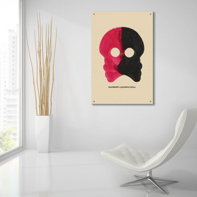 «Raspberry Liquorice Skull» par Andreas Magnusson, art mural en verre acrylique