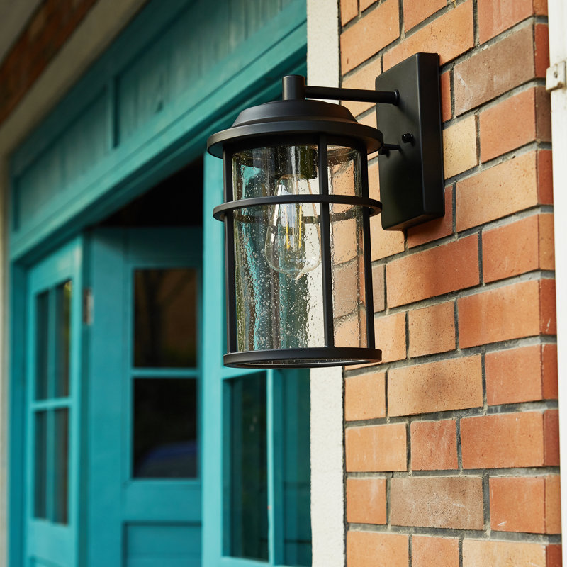 Schlesinger Seeded Glass Outdoor Wall Light, 13.2" H x 7.55" W x 9.6" D
