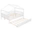 Lit double en bois avec lit gigogne simple, blanc-789874630-789874631