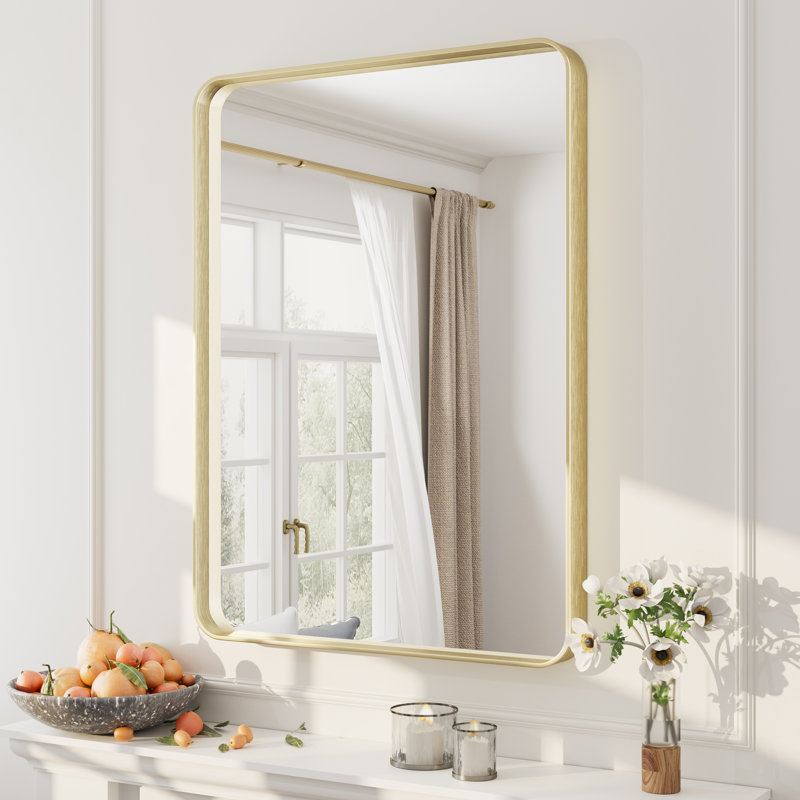 Miroir mural Aevar, 30 po x 22 po, Or brossé