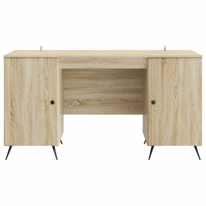  Desk With Shelf With Storage With Door Engineered Wood Furniture Set, Sonoma Oak