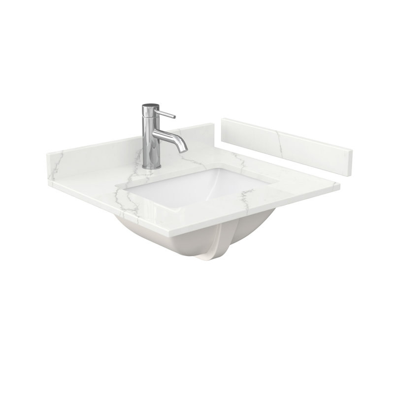 Beckett 24" Freestanding Single Bathroom Vanity with Quartz Top, White, Giotto Quartz, Matte Black