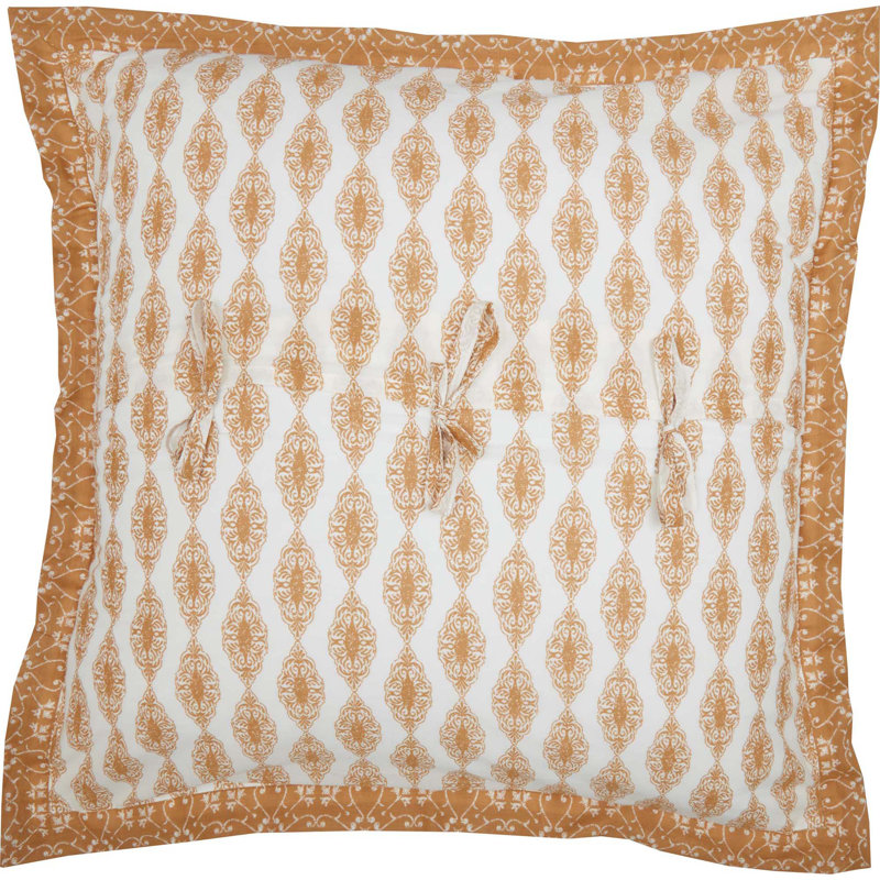 Gold and White Cotton Euro Sham with Paisley Pattern
