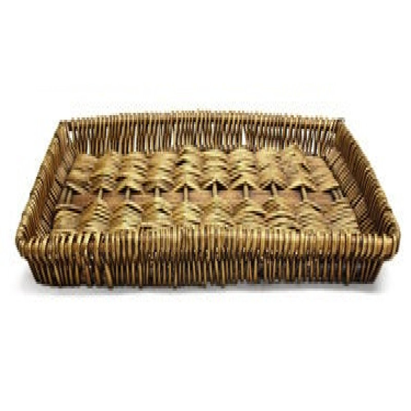 Brown Rectangular Willow Tray