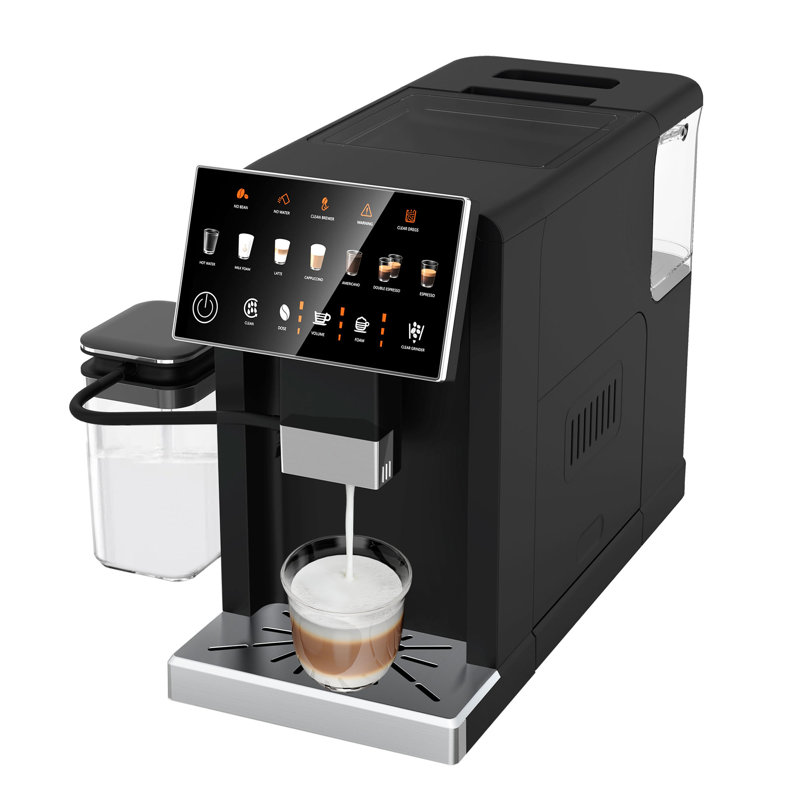Euhomy 20 Bar Fully Automatic Coffee And Espresso Machine, Milk Frother & Smart Touchscreen, Auto-Clean, Dual Boiler Design, Black