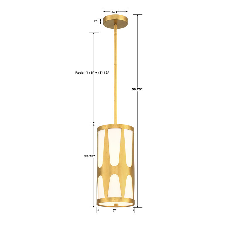 Ashtion 1 - Light Cylinder Pendant, Antique Gold
