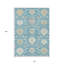 Tapis intérieur / extérieur lavable 10 pi x 14 pi bleu sarcelle, gris et ivoire