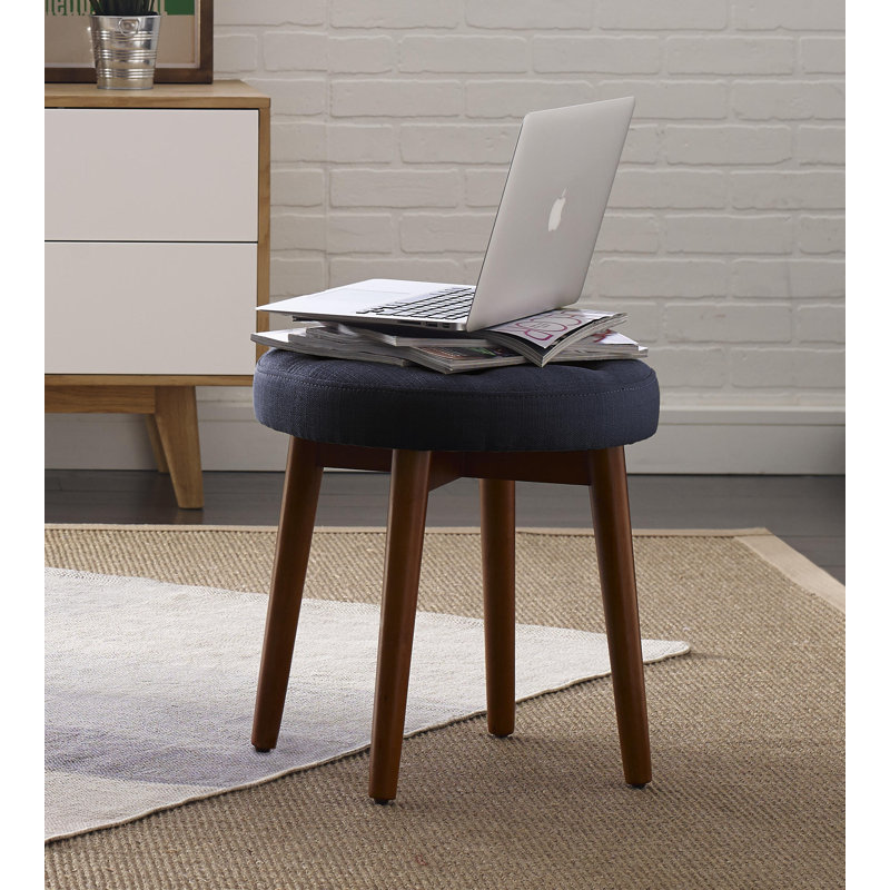 Elle Decor Penelope Round Tufted Stool, Rich Navy