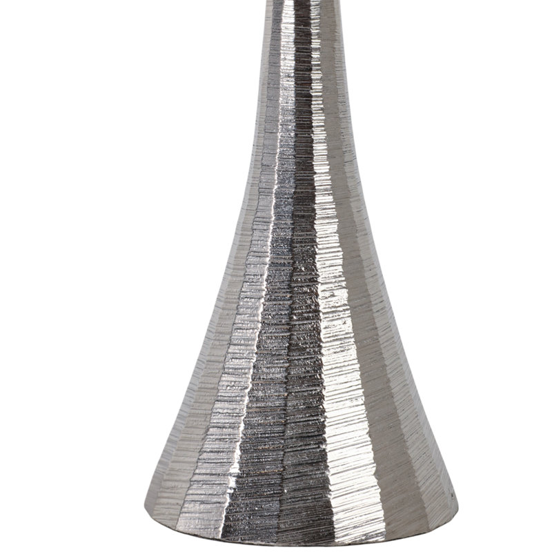 Porte-bougie conique en métal et aluminium, Argent, H 9,5 po x l 3 po x P 3 po