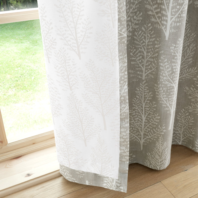 Alder Trees Lined Eyelet Curtains, Brown, 117 W x 137 D cm