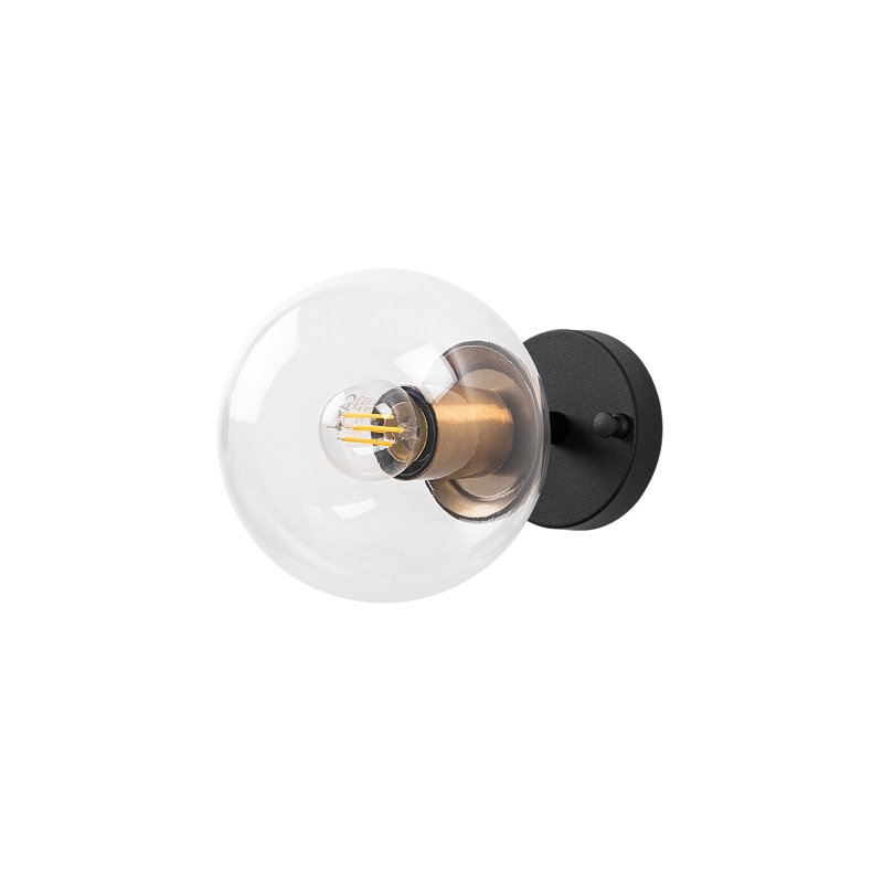 Industrial Wall Lamp, Black & Antique Finish, 9.8 x 9.8 x 9.4 inches | Sturdy Metal Body with Glass Cap, E14 Socket, Max 15W | Modern Glam Design for Home, Office, & Creative Spaces, IP20 Rated