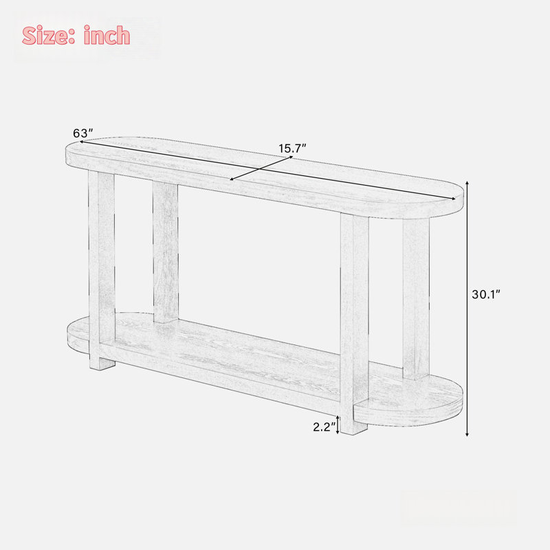 Minimalist Console Table With Oval Desktop And 2-tier Design, Navy