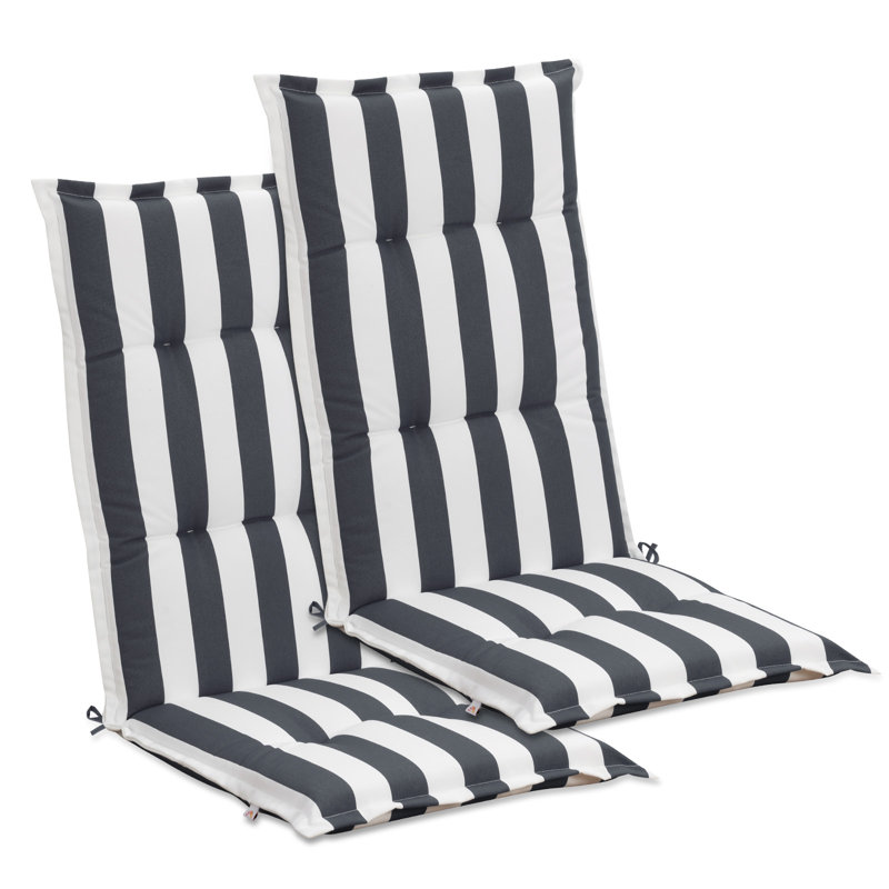  High Back Tufted Patio Chair Cushions Set of 2, Gray , 20.5" W x 18.5" D