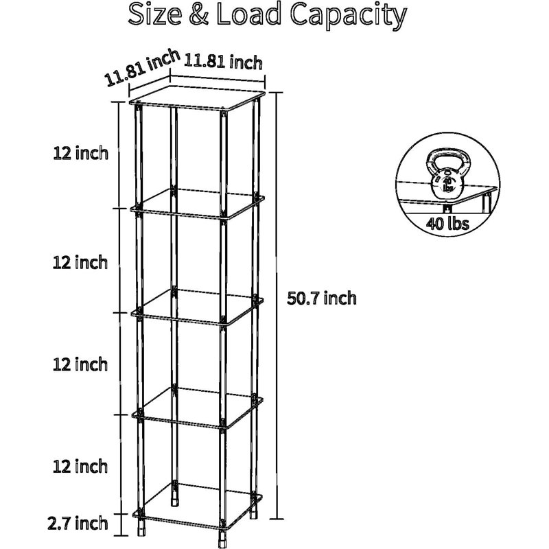 5-Tier Clear Acrylic Side Table, Modern Square Corner Shelf For Living Room, Bedroom Nightstand, Home Decor Accent Table With High Strength And Large Capacity