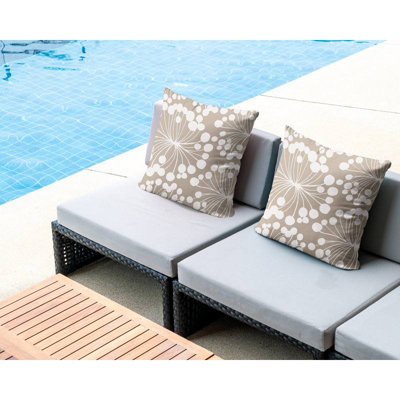 Housse et insert de coussin décoratif intérieur / extérieur en mélange de polyester, Beige, L 19 po x H 19 po
