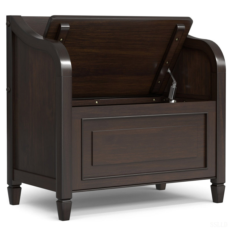 Banc de rangement en bois massif Connaught, H 29,5 po x L 18,2 po x P 30 po