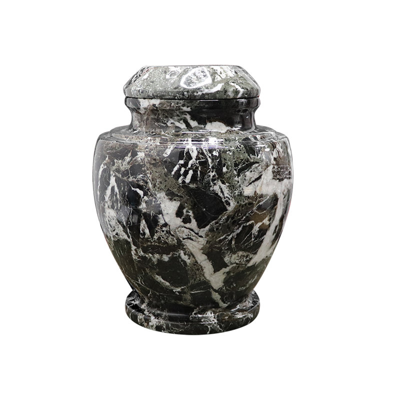 Urne de crémation décorative en marbre pour adultes, motif marbré zébré noir, grande capacité