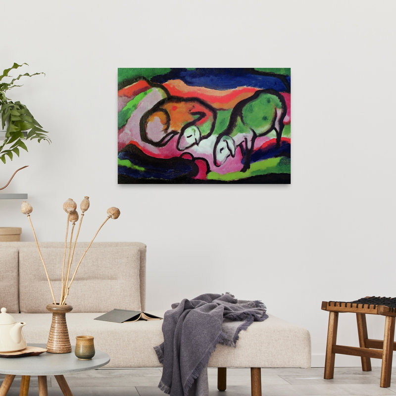 Mouton, 1912, estampe murale abstraite expressionniste contemporaine représentant un cheval, H 24 po x l 36 po