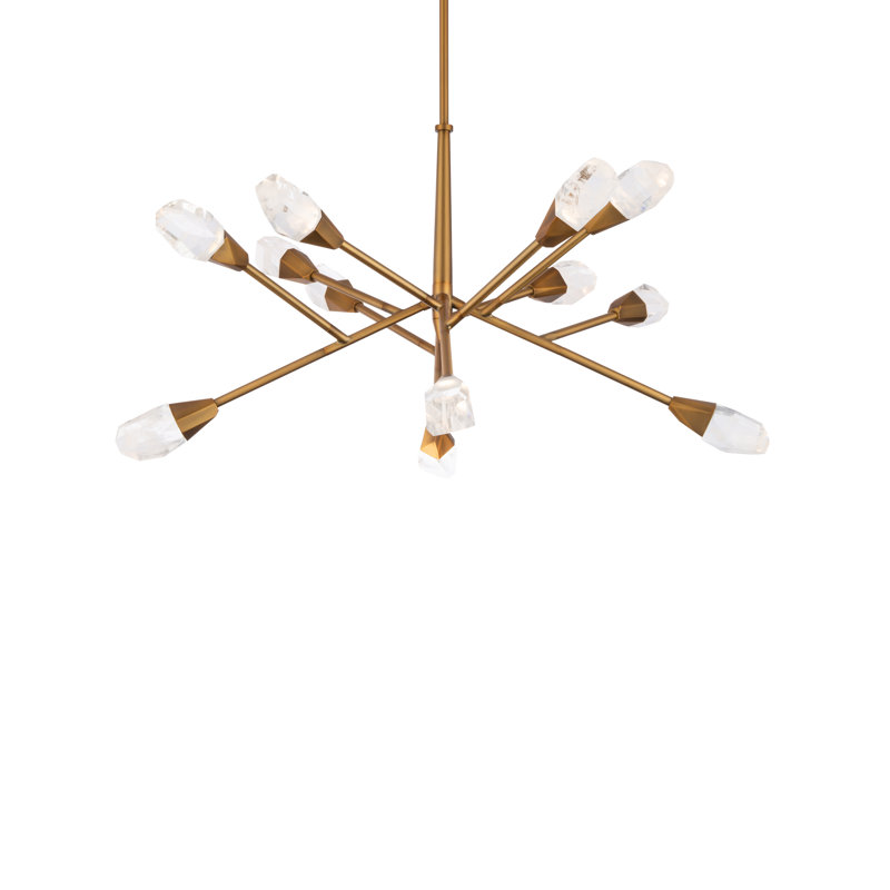 Synapse 12 - Light LED Chandelier, Aged Brass