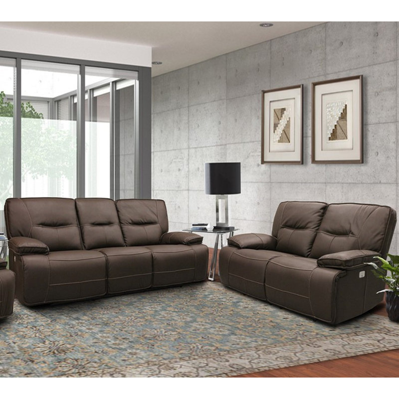 Causeuse et fauteuil inclinable électrique Pomona, Chocolat, 3 Pieces: Sofa, 2 Recliners