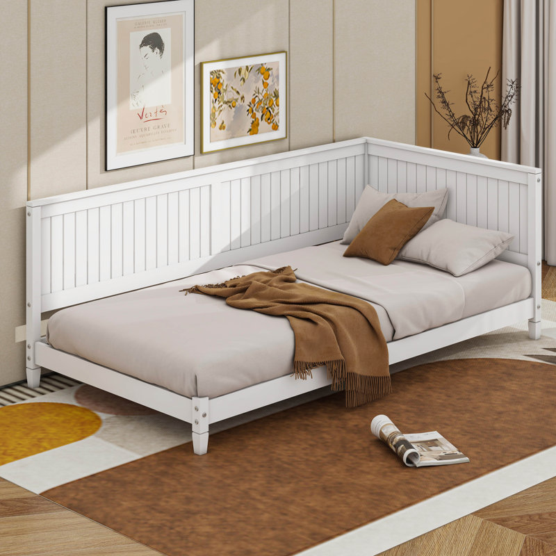 Wood Daybed/Sofa Bed With Armrest, Twin, White