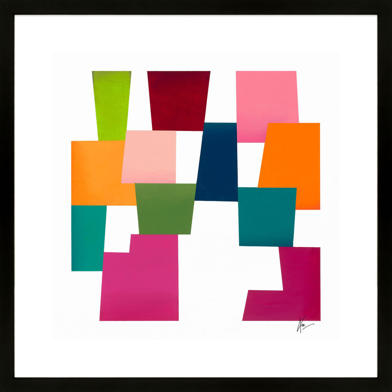 «Color Blocks» par Lee Lessem - Art mural encadré, Cadre noir, H 24 po x l 24 po x P 1,25 po