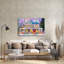 «Christmas House» par Richard Wallich, art mural en verre acrylique, 36 po x 24 po