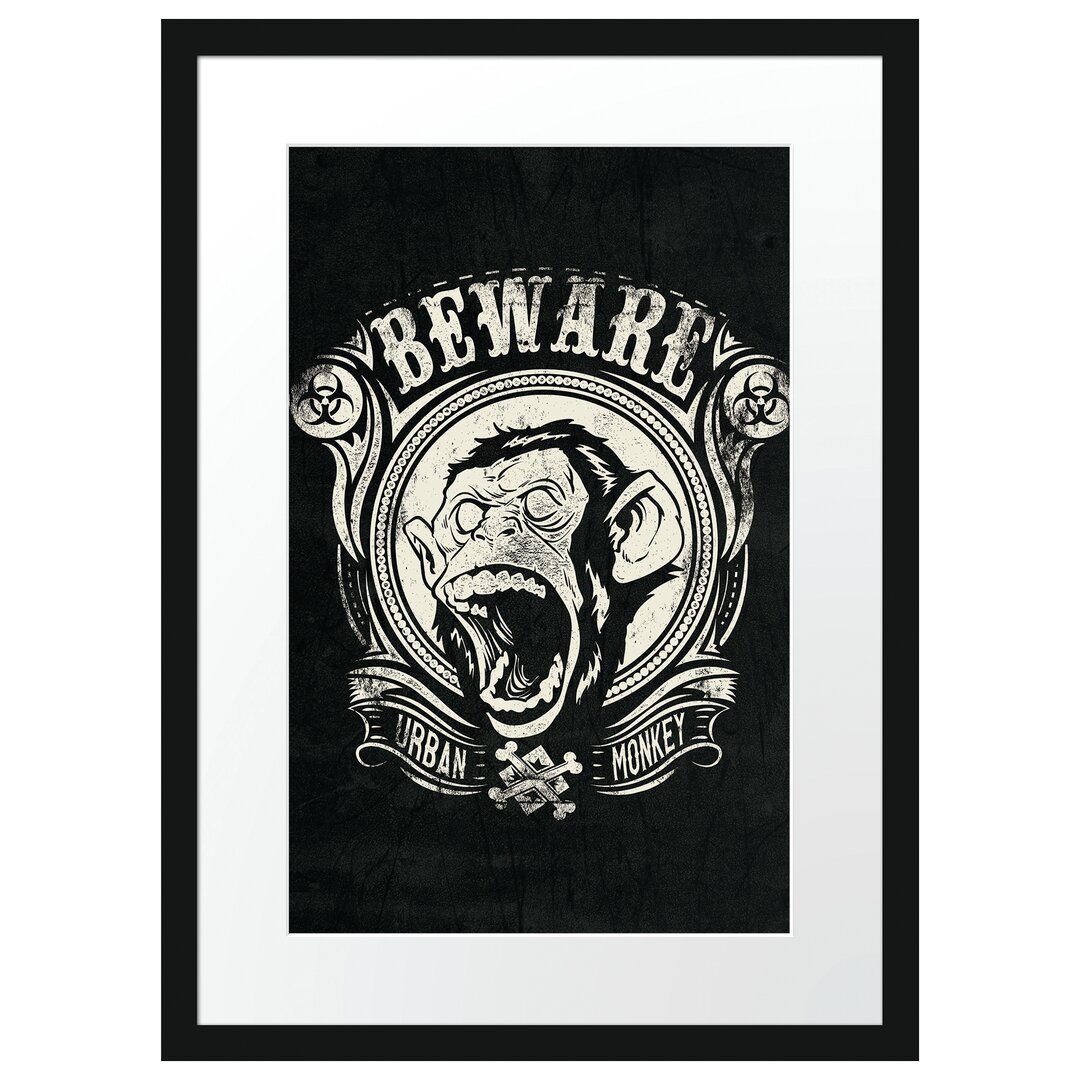 Gerahmtes Poster Urban Monkey Black