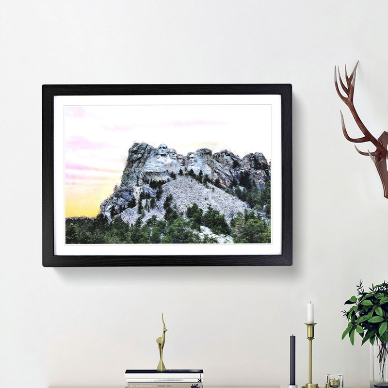 Mount Rushmore Memorial - Picture Frame Graphic Art Print, 62cm H x 87cm W x 2cm D, Black Framed
