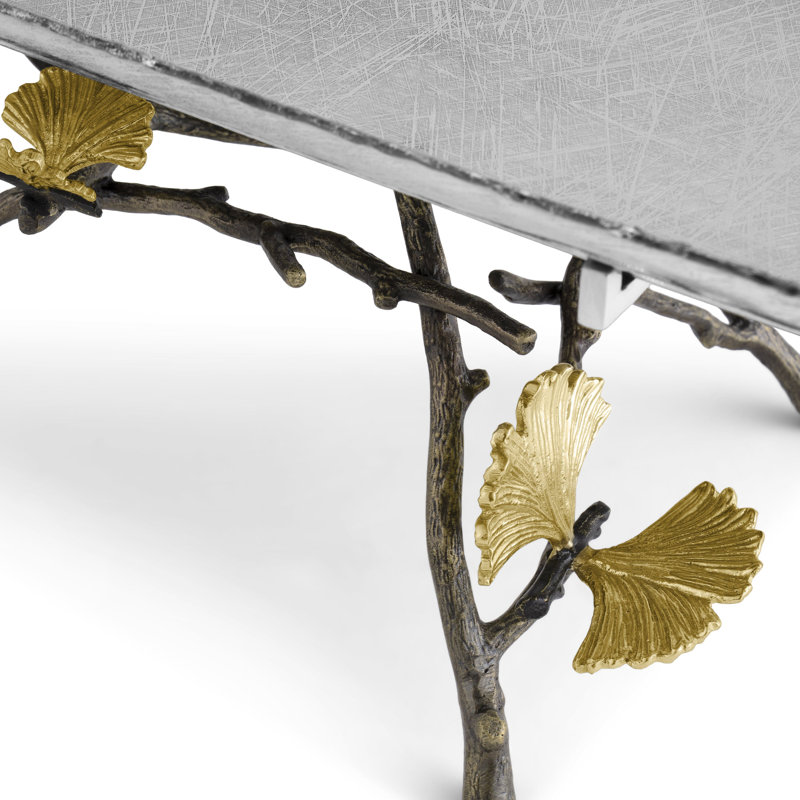 Butterfly Ginkgo Footed Tray, 6.75" H x 18" W x 12" D