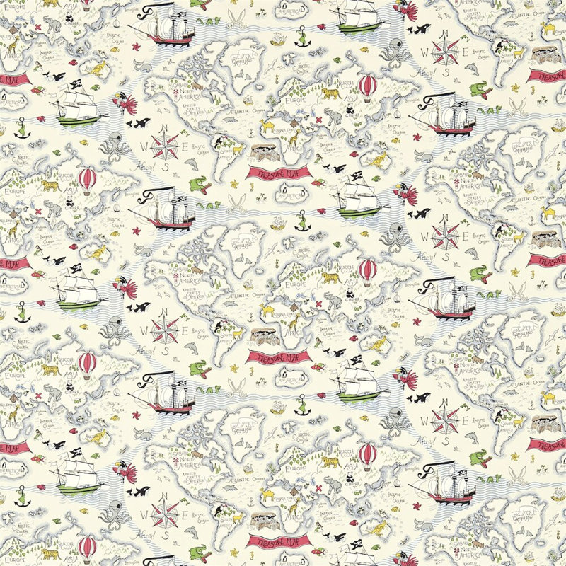 Treasure Map Fabric, Vanilla