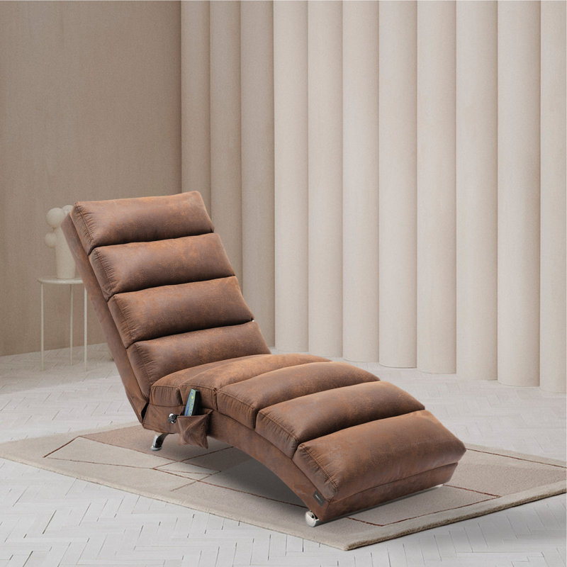 Chaise longue rembourrée Laquasia, Microfibre / microsuède café