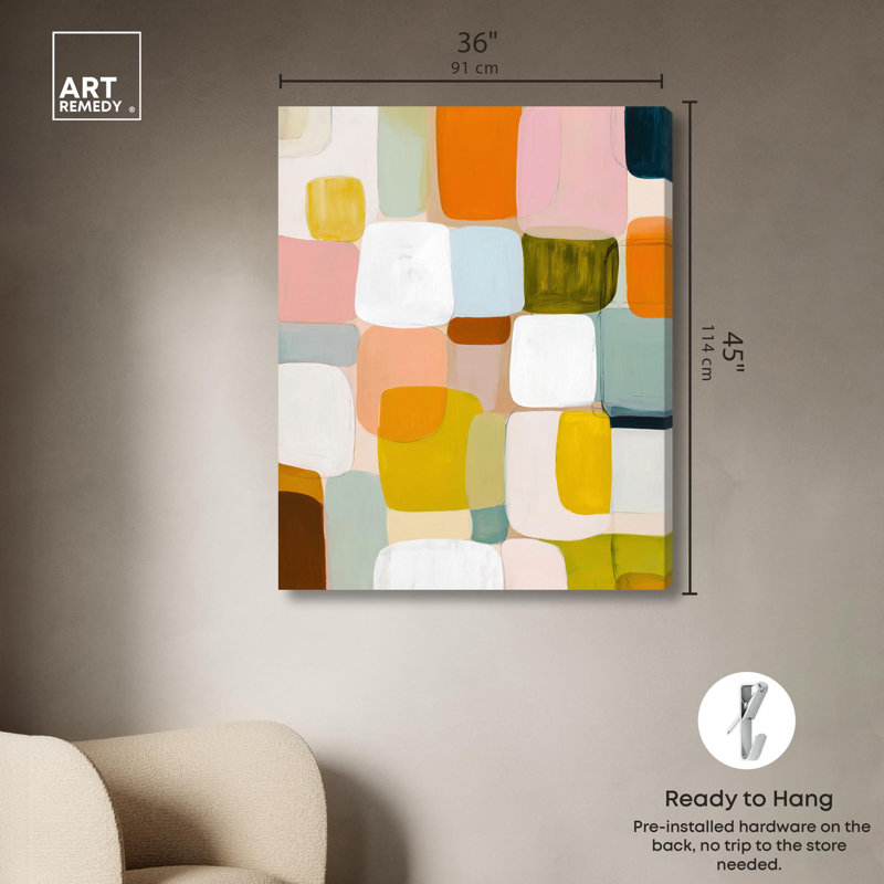 "Pixel Patchwork I", reproduction d'art sur toile par Art Remedy, galerie tendue, 36 x 45, H 45 po x l 36 po