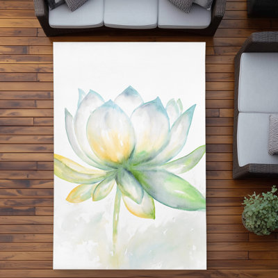 Lotus Flower Outdoor Area Rug - Floral Botanical Home Decor