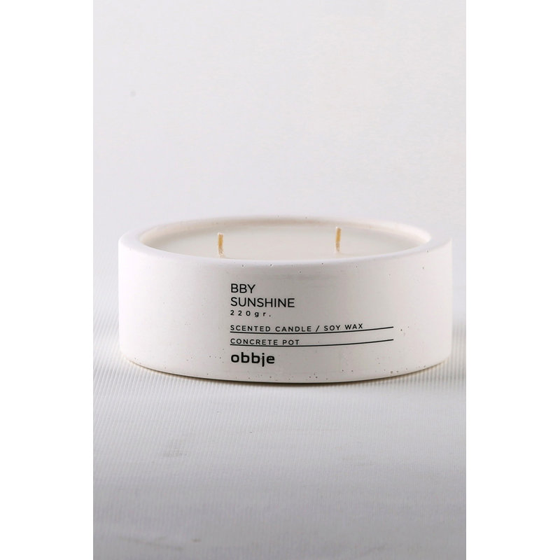 Sandalwood Scented Candle, 100% Concrete Holder, 4.5 x 12 inches | Paraffin & Soy Blend Wax, Elegant White Design | Perfect for Home Decor, Relaxation, & Aromatherapy | Long-Lasting & Eco-Friendly