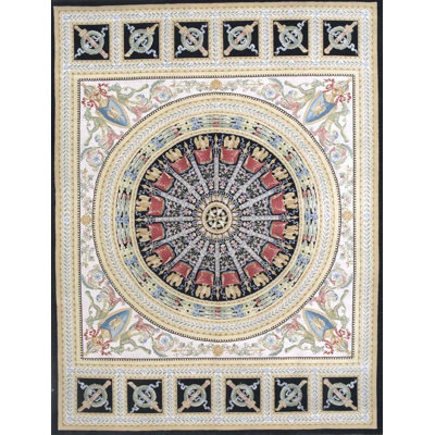 Hand-Knotted High-Quality Red and Blue Area Rug