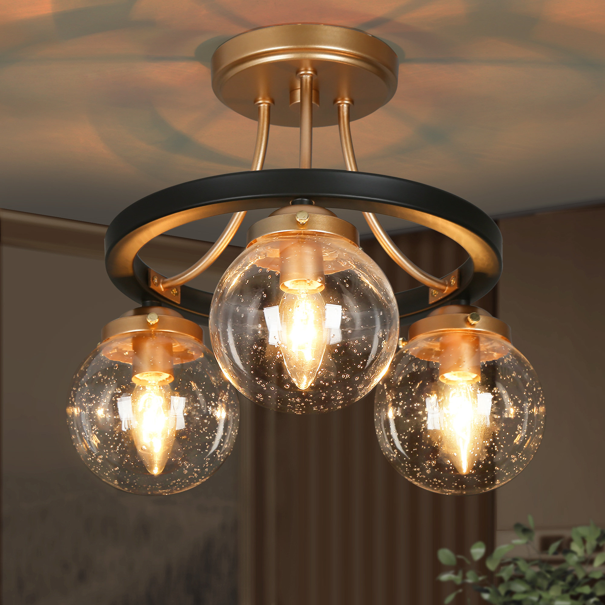 Everly Quinn Deanna Glass Semi Flush Mount \u0026 Reviews | Wayfair, image size:2000x2000