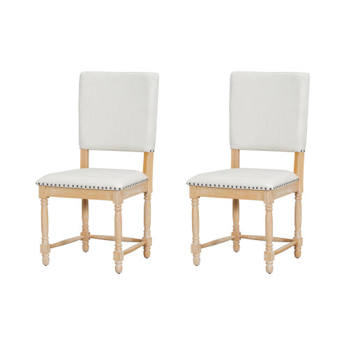 Ensemble de 2 chaises rembourrées vintage de salle à manger vintage, couleur naturelle