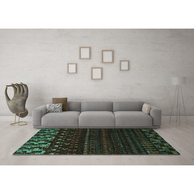 Jaliana Washable Geometric Indoor Rug, Round 4'